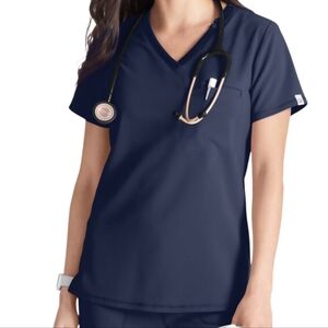 NWT Cherokee Navy V-Neck Tunic Medical Uniform Scrubs Top Size Small Work Wear
